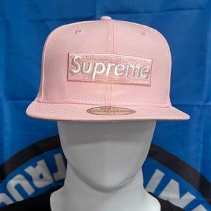 New! Genuine Supreme NYC World Champions New Era 7-3/4 Pink Hat Authenti…